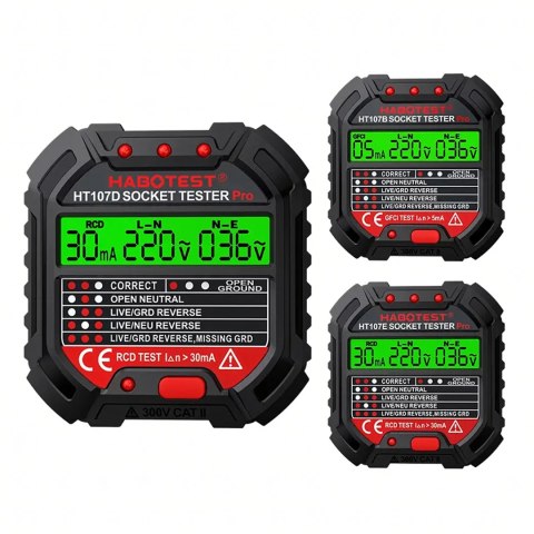Tester Napięcia Gniazd Sieciowych Elektrycznych Gniazdek Kontaktów LCD RCD