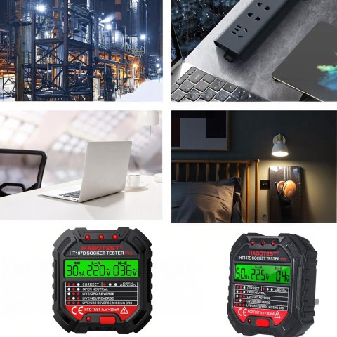 Tester Napięcia Gniazd Sieciowych Elektrycznych Gniazdek Kontaktów LCD RCD
