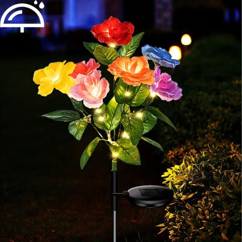 2 x Lampa Solarna Ogrodowa Wbijna Kwiat Róż Róży Ozdoba Kwiaty Solarne Led
