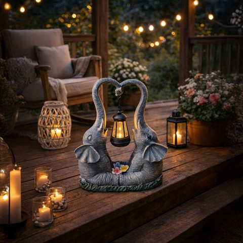 Figurka Lampka Lampa Ozdoba Ogrodowa Solarna Led Słoń Słonik z Lampionem