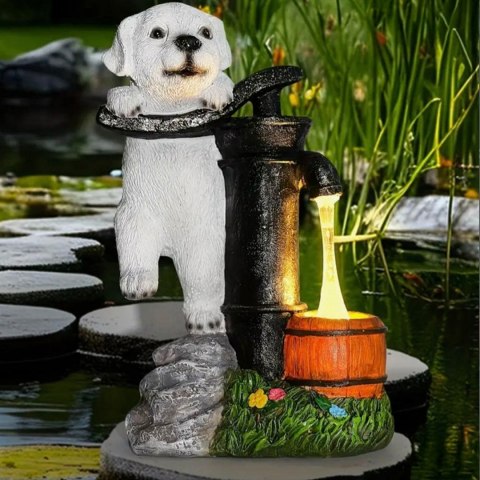 Lampa Lampka Solarna Ogrodowa Ozdobna Ozdoba Pies Szczeniak Led Dekoracja
