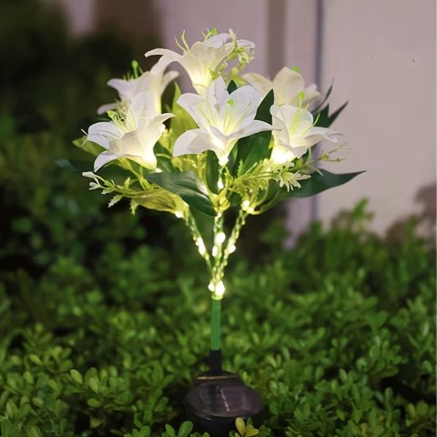 Lampa Solarna Ogrodowa Wbijna Kwiat Lilii Lilia Ozdoba Kwiaty Solarne Led