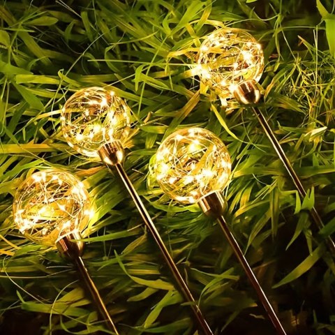 Lampy Lampki Solarne Ogrodowe Wbijane Lampa Led Kula Wodoodporne 4 szt