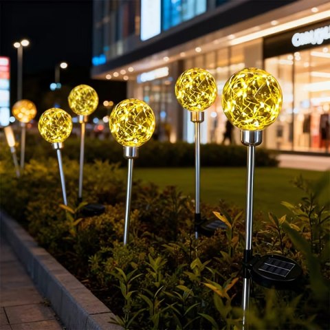 Lampy Lampki Solarne Ogrodowe Wbijane Lampa Led Kula Wodoodporne 4 szt