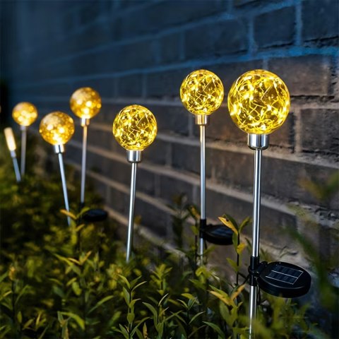 Lampy Lampki Solarne Ogrodowe Wbijane Lampa Led Kula Wodoodporne 4 szt