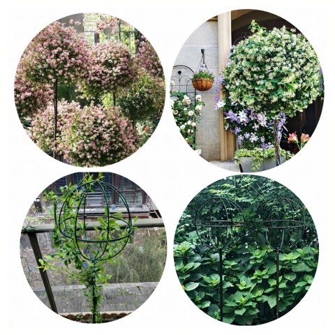 Pergola Ogrodowa Tarasowa Metalowa Podpora do Pnączy Róż Kwiatów 50x10cm zielona