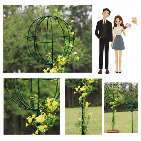 Pergola Ogrodowa Tarasowa Metalowa Podpora do Pnączy Róż Kwiatów 50x10cm zielona