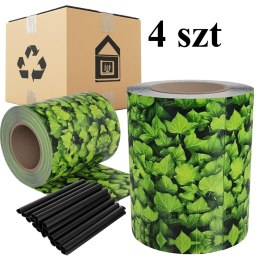 4 x Taśma Ogrodzeniowa 19cm x 35m Osłona Panelowa na Ogrodzenie Płot UV Liście
