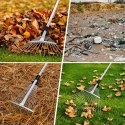Grabie Metalowe Ogrodowe Wachlarzowe do Liści Trawy z Trzonkiem Regulowane