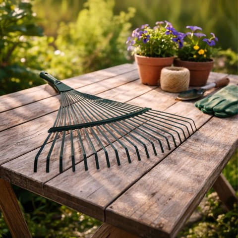Grabie do Liści Trawy Wachlarzowe 42cm Ogrodowe z Kijem Teleskopowym 150 cm