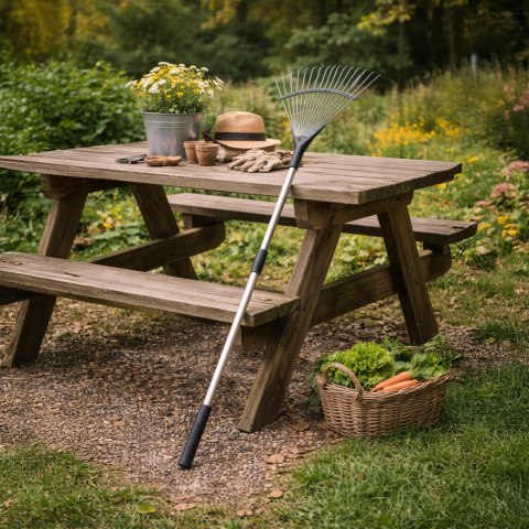 Grabie do Liści Trawy Wachlarzowe 42cm Ogrodowe z Kijem Teleskopowym 150 cm