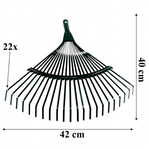 Grabie do Liści Trawy Wachlarzowe 42cm Ogrodowe z Trzonkiem Drewnianym 120cm
