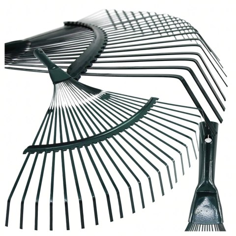 Grabie do Liści Trawy Wachlarzowe 42cm Ogrodowe z Trzonkiem Drewnianym 120cm