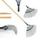 Grabie do Liści Trawy Wachlarzowe 42cm Ogrodowe z Trzonkiem Drewnianym 120cm