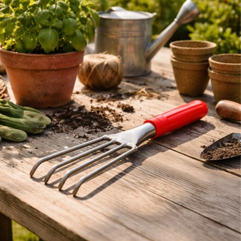 Grabki Ogrodowe Ogrodnicze Metalowe Pazurki do Grabienia Spulchniania 4 Zębne 32 cm