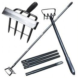 Motyka z Metalowym Trzonkiem Grabie Ogrodowe 4 Sekcyjna z Pazurkami 160cm