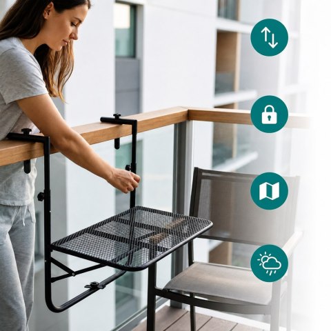 Stolik Balkonowy Składany Wiszący Stół na Balkon Taras Regulowany 30kg