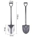 Szpadel Metalowy Łopata Ogrodowa Prosta z Metalowym Trzonkiem 100 cm Mocna