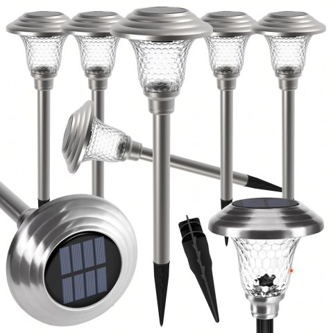 Zestaw Lamp Lampa Ogrodoa Solarna Wbijana Wodoodporne 42cm Zewnętrzna 6szt.