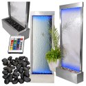 Fontanna Ściana Kaskada Wodna Ogrodowa Podświetlana LED Szklana 150x45cm