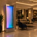 Fontanna Ściana Kaskada Wodna Ogrodowa Podświetlana LED Szklana 150x45cm