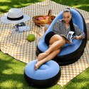 Fotel Leżak Ogrodowy Plażowy Dmuchany na Plażę Kamping z Podnóżkiem Pufą