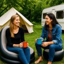Fotel Leżak Ogrodowy Plażowy Dmuchany na Plażę Kamping z Podnóżkiem Pufą