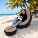 Fotel Leżak Ogrodowy Plażowy Dmuchany na Plażę Kamping z Podnóżkiem Pufą