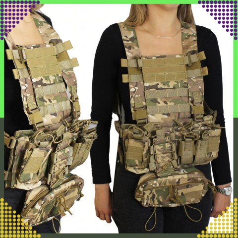 Kamizelka Taktyczna Wosjkowa Ochronna Molle Lekka Airsoft Zasobnik Asg