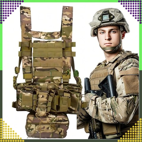Kamizelka Taktyczna Wosjkowa Ochronna Molle Lekka Airsoft Zasobnik Asg