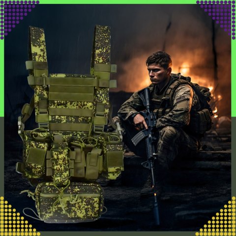 Kamizelka Taktyczna Wosjkowa Ochronna Molle Lekka Airsoft Zasobnik Asg