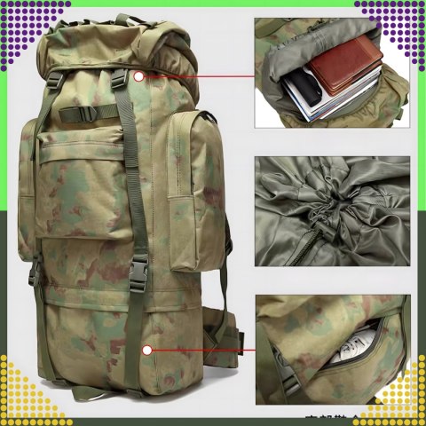 Plecak Taktyczny Wojskowy Militarny Turystyczny Survivalowy Górski Duży 65L