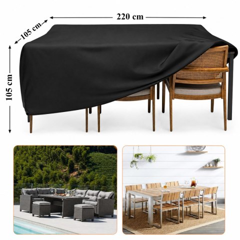 Pokrowiec Plandeka na Meble Ogrodowe Wodoodporny Stół Cateringowy 220x105x105