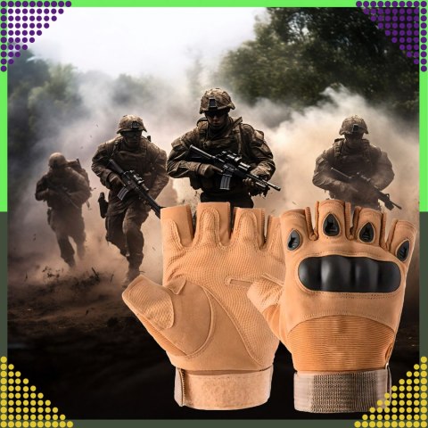 Rękawice Taktyczne Bojowe Survival na Motor Robocze bez Palców Militarne L