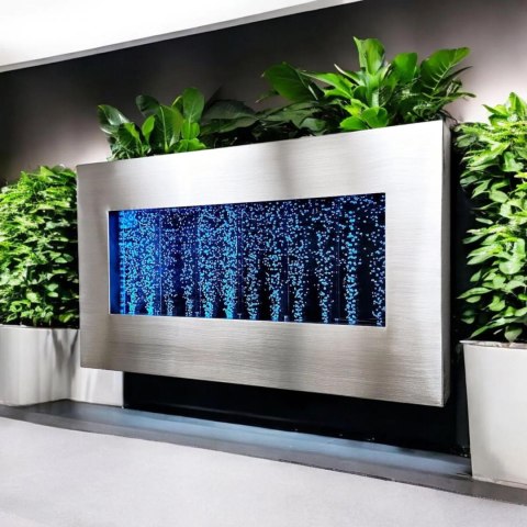 Wisząca Ściana Ścianka Wodna Bąbelkowa Fontanna LED RGB Kolory 95x55x11,5cm