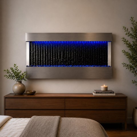 Wisząca Ściana Ścianka Wodna Fontanna Kaskadowa LED RGB Kolory 120x60x13cm
