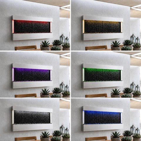 Wisząca Ściana Ścianka Wodna Fontanna Kaskadowa LED RGB Kolory 120x60x13cm