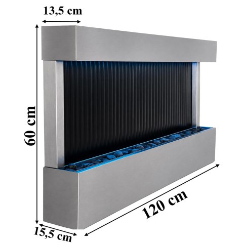 Wisząca Ściana Ścianka Wodna Fontanna Kaskadowa LED RGB Kolory 120x60x13cm