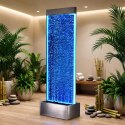 Wolnostojąca Ściana Ścianka Wodna Bąbelkowa Fontanna LED RGB 183x50,5x28cm