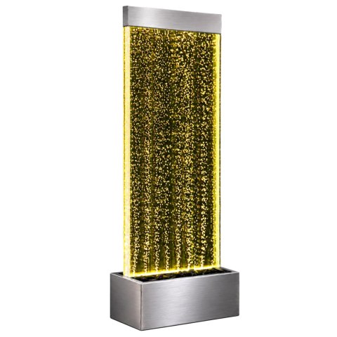 Wolnostojąca Ściana Ścianka Wodna Bąbelkowa Fontanna LED RGB 183x50,5x28cm