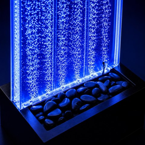 Wolnostojąca Ściana Ścianka Wodna Bąbelkowa Fontanna LED RGB Kolory 150x39x26cm