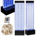 Wolnostojąca Ściana Ścianka Wodna Bąbelkowa Fontanna LED RGB Kolory 150x39x26cm
