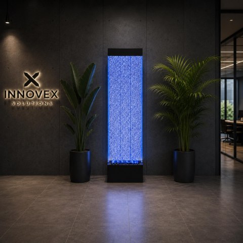 Wolnostojąca Ściana Ścianka Wodna Bąbelkowa Fontanna LED RGB Kolory 150x39x26cm