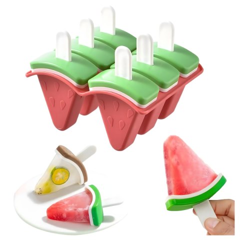 Foremki Forma do Lodów na Patyku Domowe Sorbet Lody Foremka Arbuz 6 szt