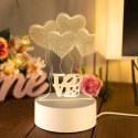 Lampka Nocna Love Serca 3D Illusion do Sypialni dla Dzieci Prezent USB