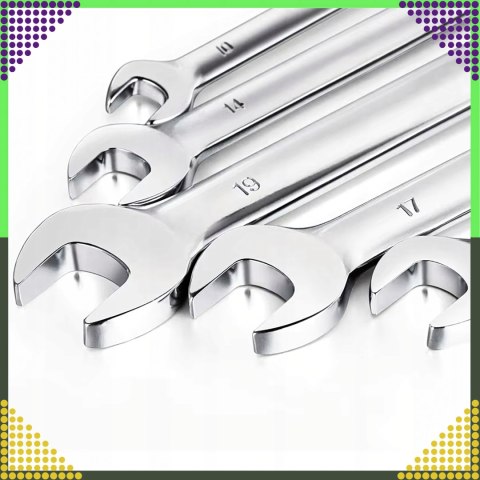 Zestaw Kluczy Płasko-Oczkowych 10 el. Klucze Płaskie Oczkowe Etui 8-24 mm