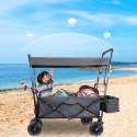 Duży Składany Wózek Ogrodowy Plażowy Transportowy na Ryby z Dachem Koła XL
