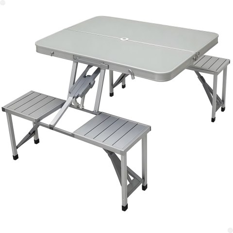 Składany Stolik Stół Turystyczny Kempingowy Aluminiowy podróżny z Ławkami
