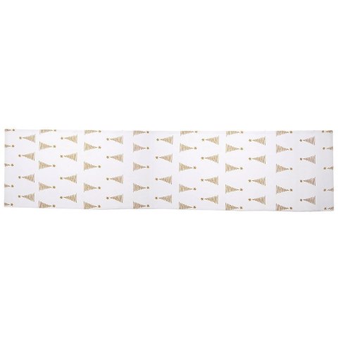 Bieżnik na Stół Bawełniany Świąteczny ORION 130 x 32 cm Choinka Biały
