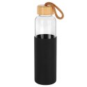 Butelka na Wodę VILDE Szklana 500 ml Silikonowy Pokrowiec Czarny